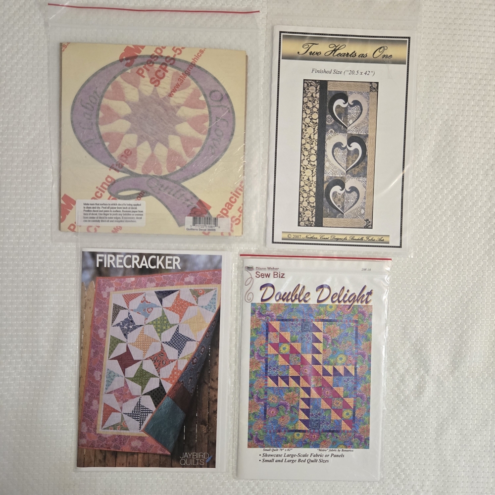 Quilting Patterns Firecracker Double Delight Blanket Decal Runner Sewing Lot